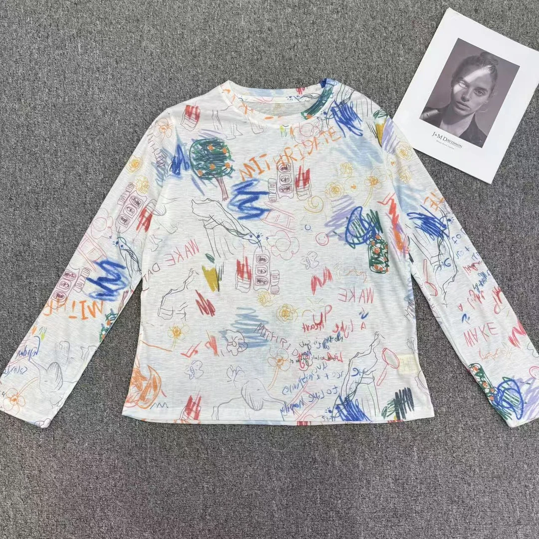 【周周家】5342濮院春季圆领套头涂鸦女士休闲时尚街头风