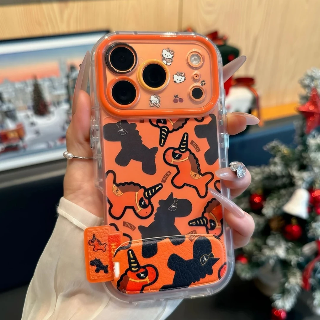 2026橙色双马适用OPPORENO14手机壳reno13/12奶油11Pro羽纱FINDX8