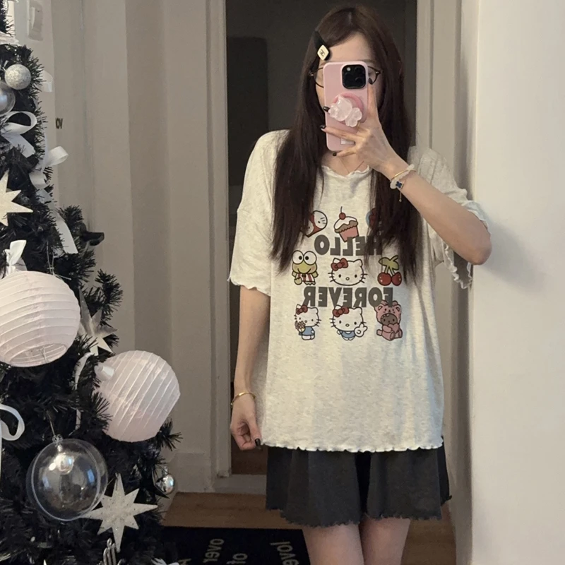 莫代尔夏季睡衣女款夏天带胸垫短袖短裤可爱卡通少女风家居服套装