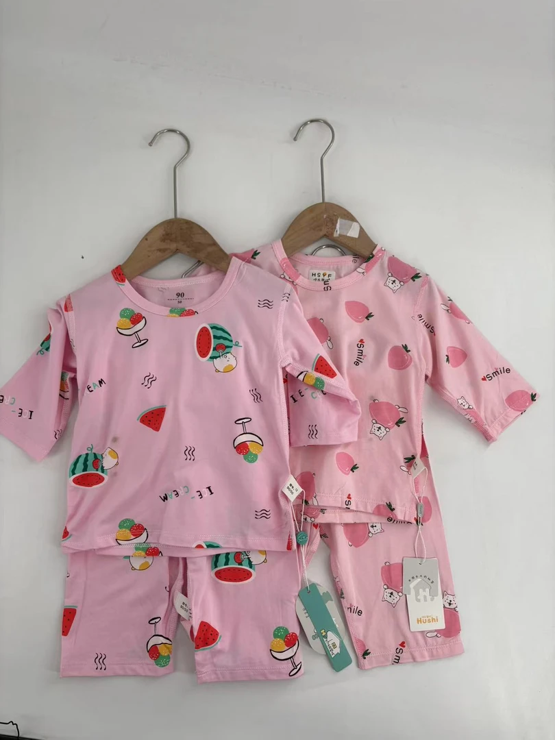 V913-七分袖家居服套装-花型颜色款式混发个别微脏粉