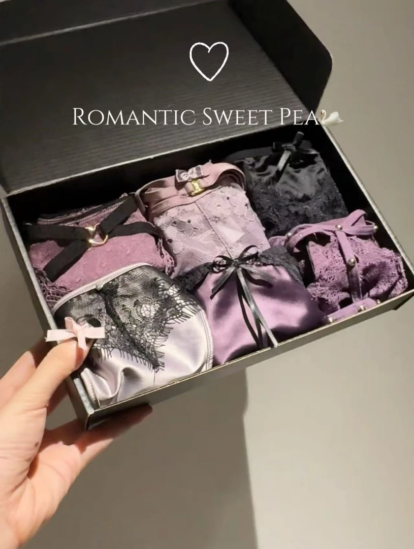 XIALUO《暮山紫》微醺葡萄*蕾丝网纱法式紫色三角内裤女