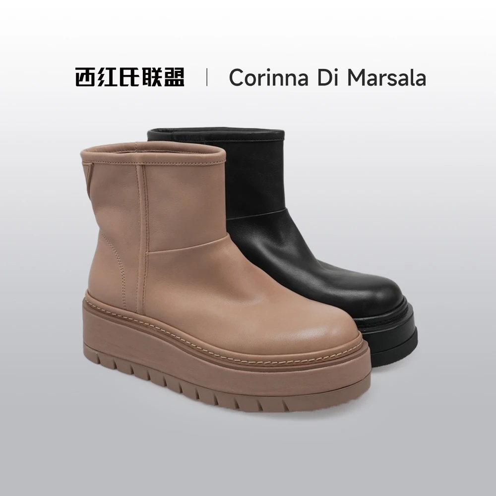 【西红氏联盟】秋冬休闲百搭厚底真皮女靴X2294325-31