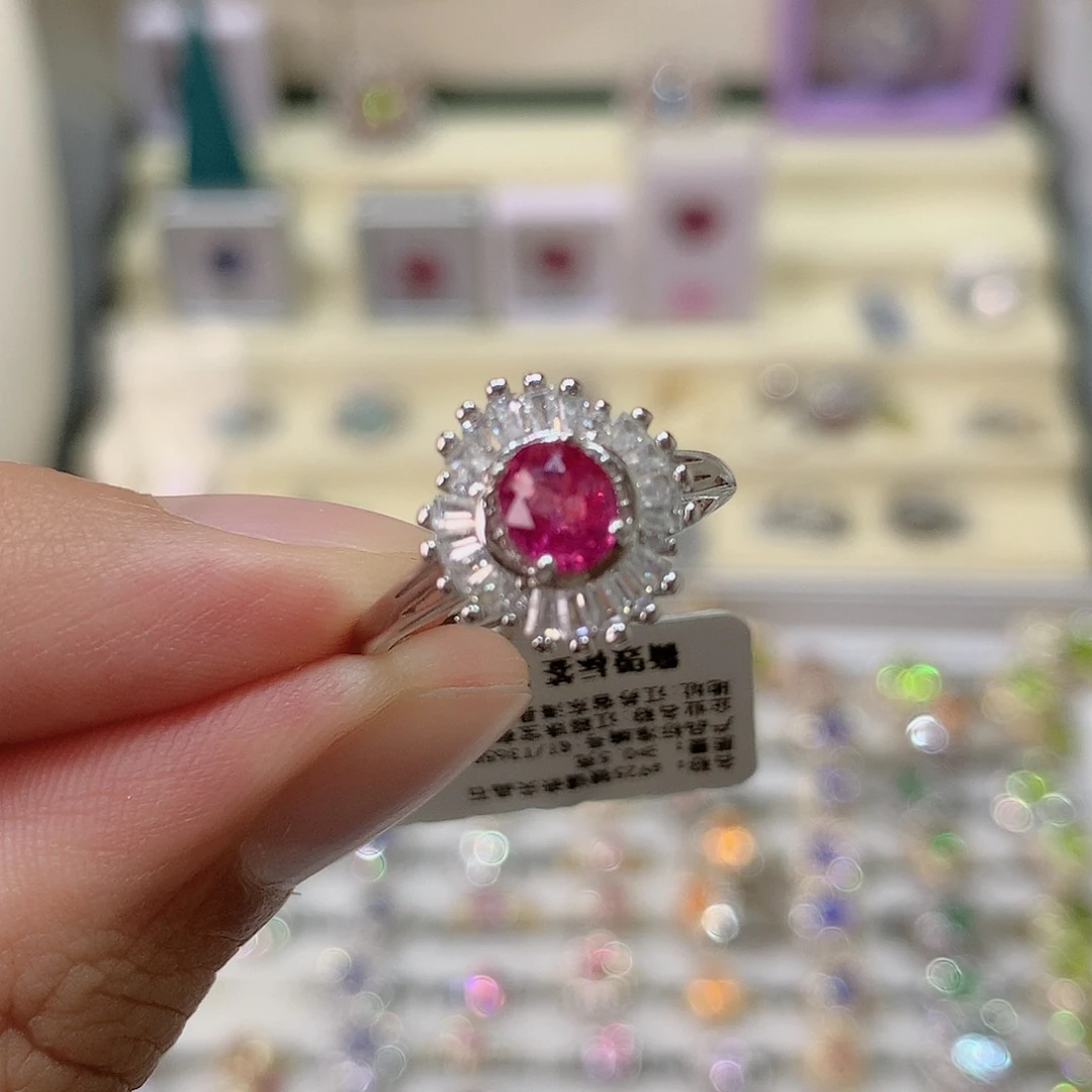 尖晶石戒指银S925镶嵌