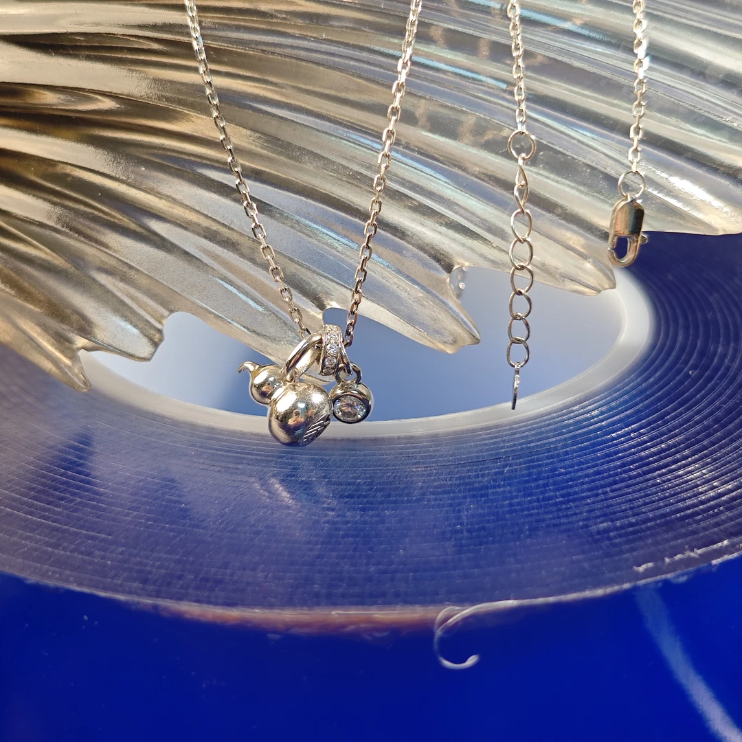 铂金莫桑葫芦套链-