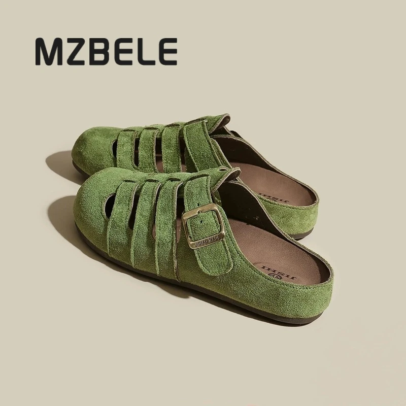 梦孜百丽一脚蹬勃肯鞋包头半拖鞋女外穿2025夏季新款厚底凉拖鞋女