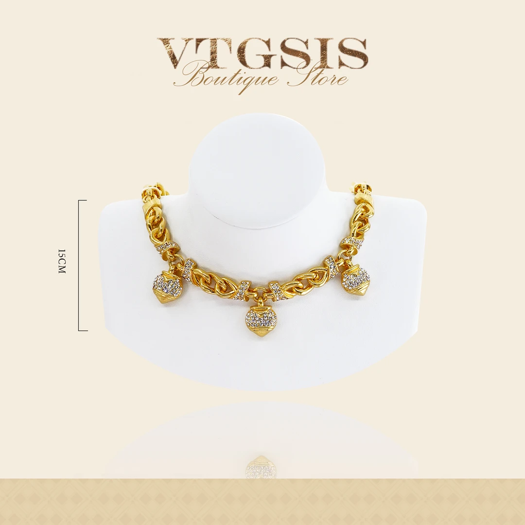 VTGSIS 合金合成锆石项链 维也纳宫廷流金坠链项链3510