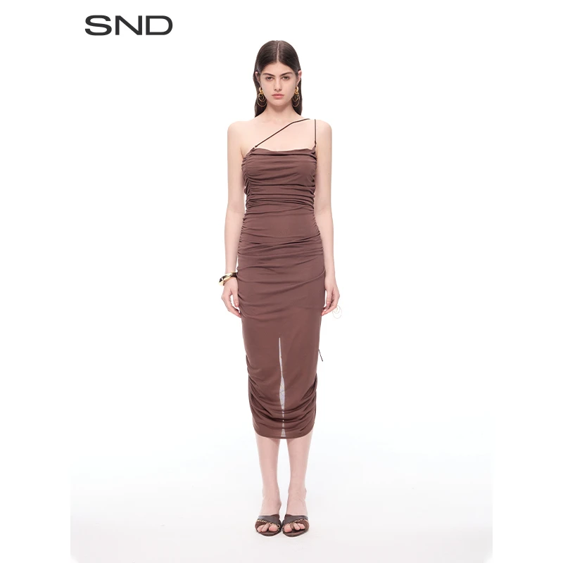 【CNLEEWEI 设计师品牌】SND SS25 皱褶细吊带连衣裙