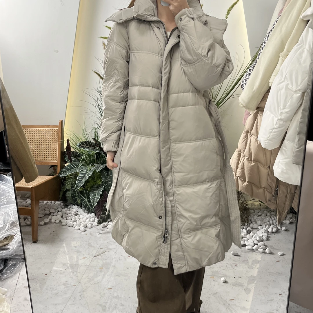连帽长款宽松时尚极简风系休闲带百搭女士中长款羽绒服MCYY43XL57