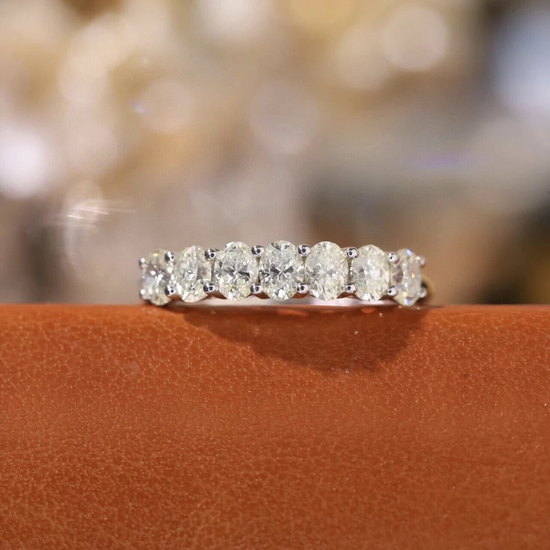 【蒂凡妮珠宝】PT850一克拉7钻椭圆戒指简单百搭 源头工厂价