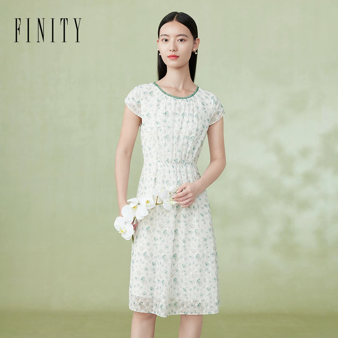 【粉丝专享】FINITY 新品连衣裙气质时尚复古收腰修身 F21X4D15L3