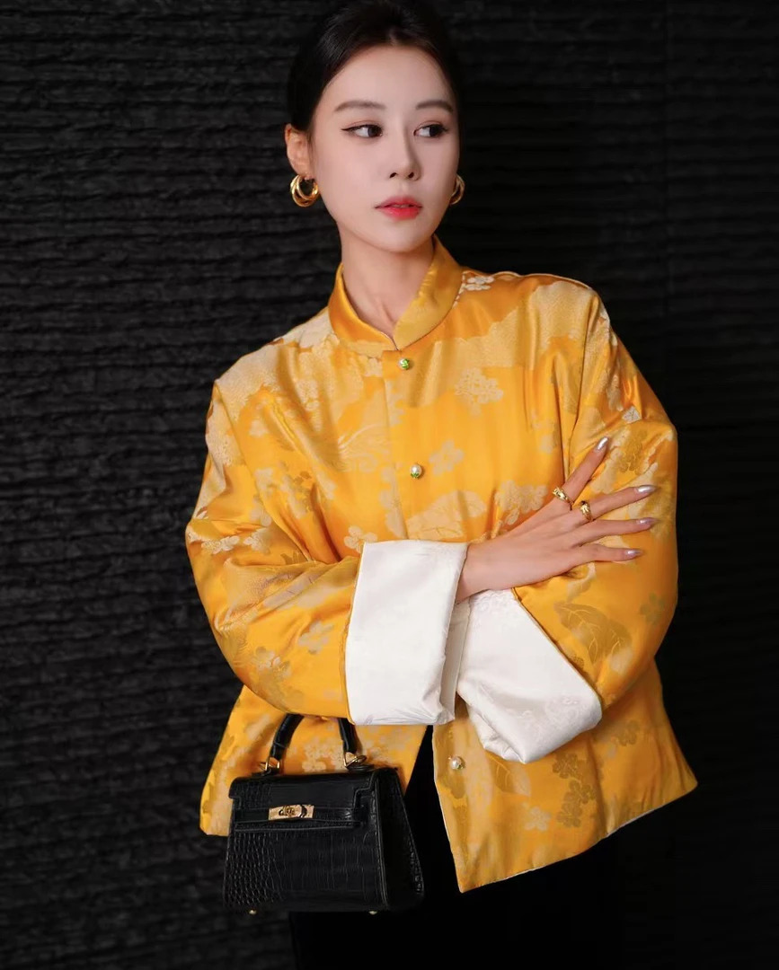 南油高货醋酸两面穿提花高端刺绣新中式新中式国风女装高级感轻奢