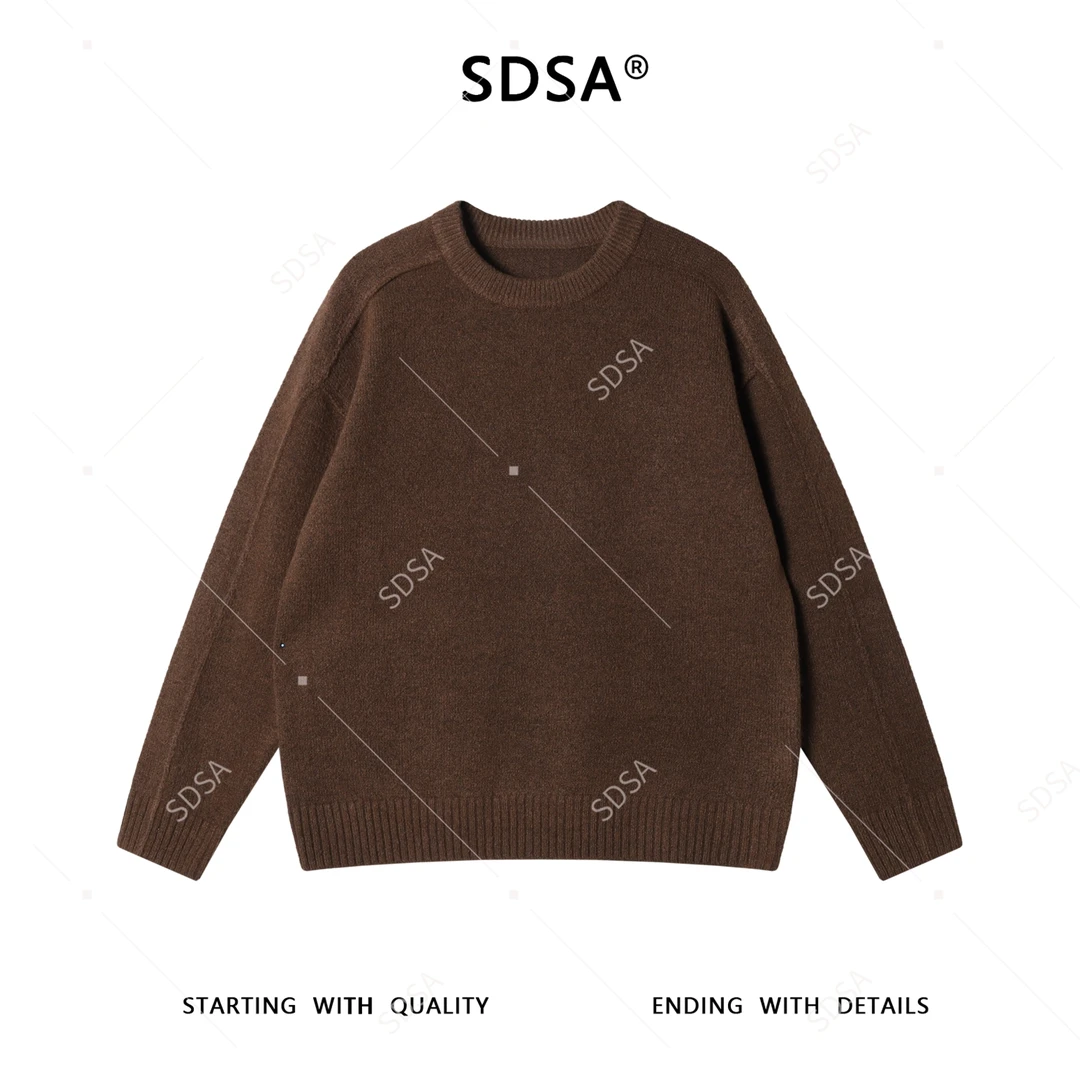 SDSA男士秋冬新款痞帅男装简约纯色圆领毛衣百搭时尚宽松针织衫