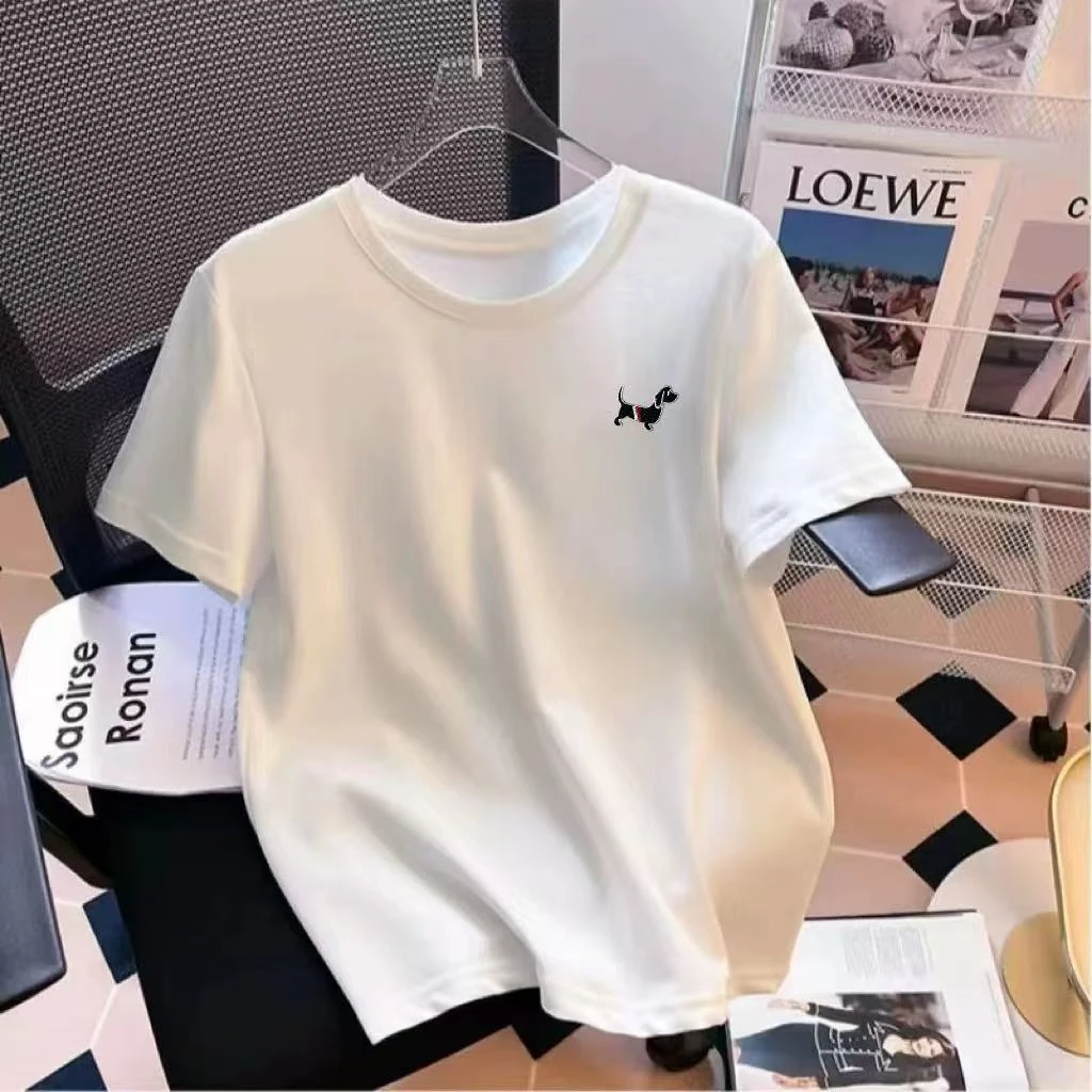 翰墨儒斯【刺绣T恤】纯棉万针潮流时尚情侣款纯棉短袖休闲夏季半袖