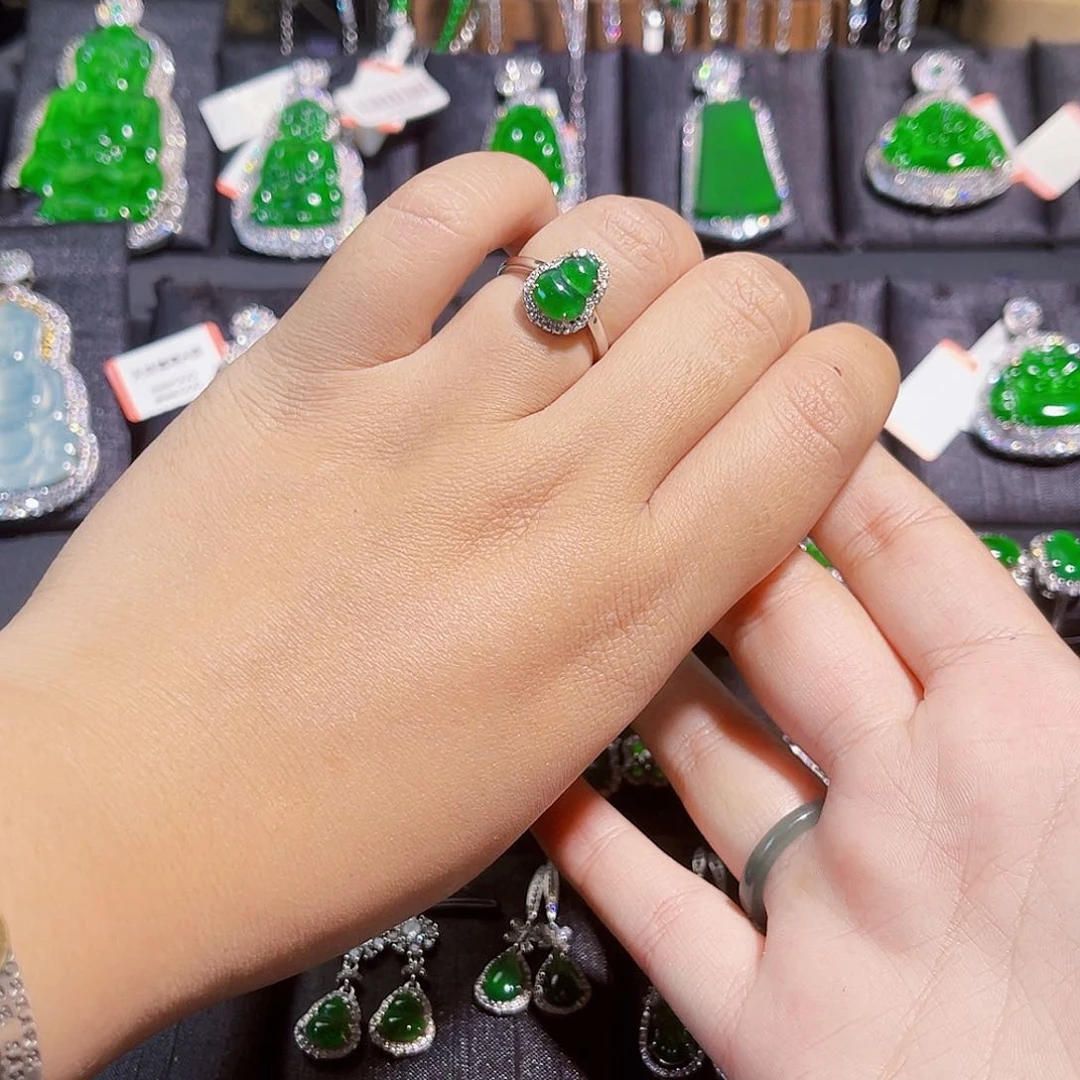 翡翠戒指银S925镶嵌戒指