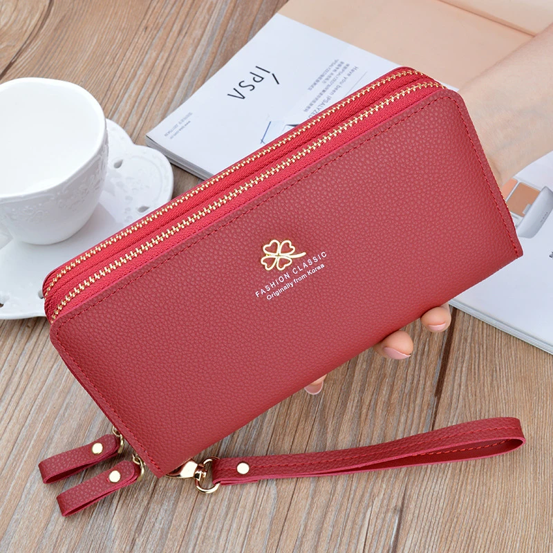 Yy女钱包女款小钱包新款长款荔枝纹双层拉链时尚百搭手拿包钱夹子