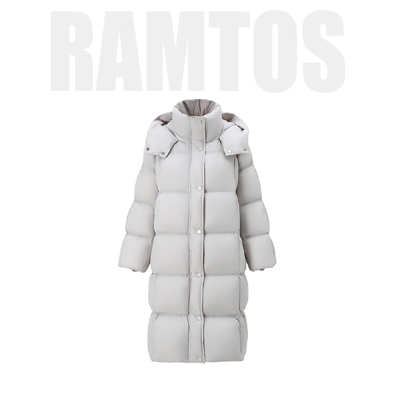 未使用 RAMTOS 修身A版90白鹅连帽羽绒服TP033913