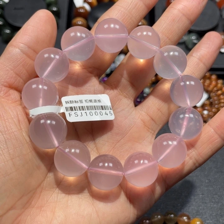 水晶手链未镶嵌粉水晶16mm左右