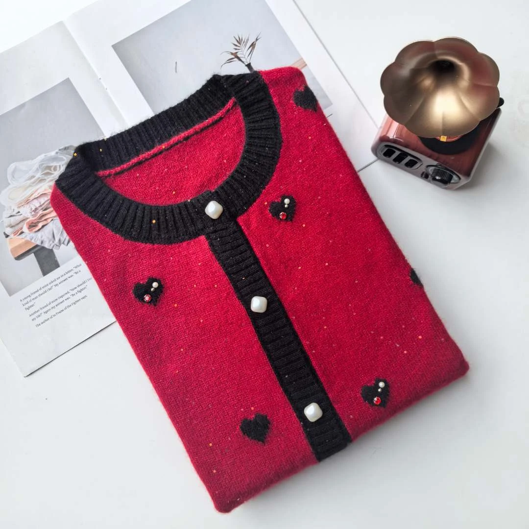 D016/爱心/长袖上衣针织毛衣上衣女