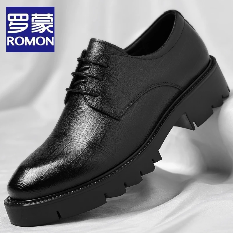 Romon/罗蒙男鞋2026春季新款商务正装皮鞋男士增高英伦新郎结婚鞋商品图