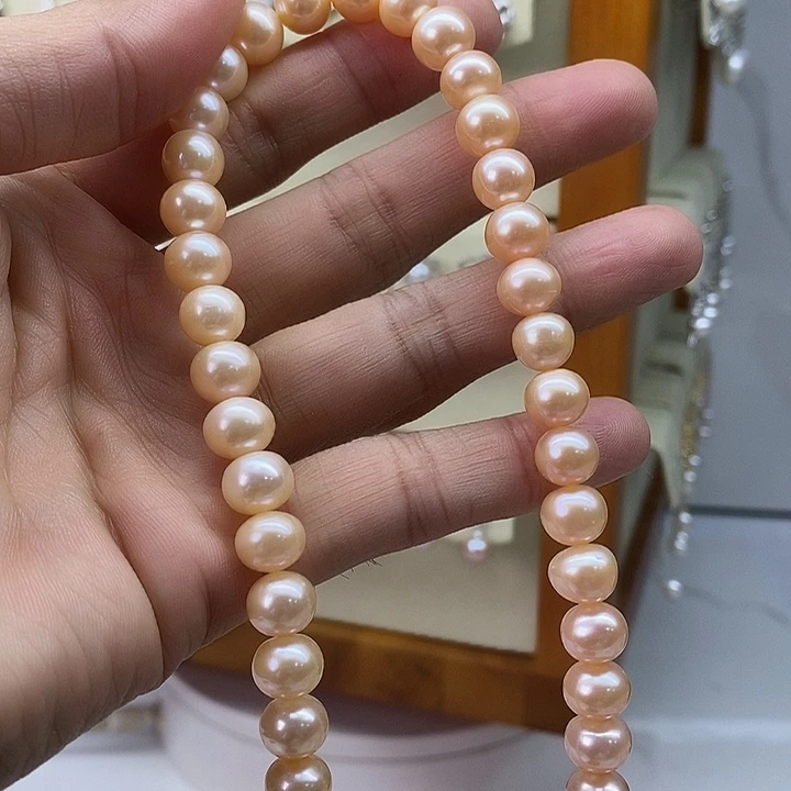 颈饰银S925镶嵌淡水珍珠淡水珍珠项链合金扣