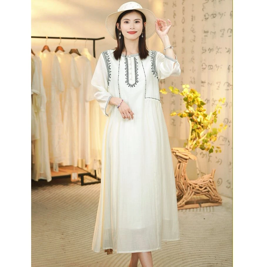 大作国风YL321039-1新中式刺绣连衣裙