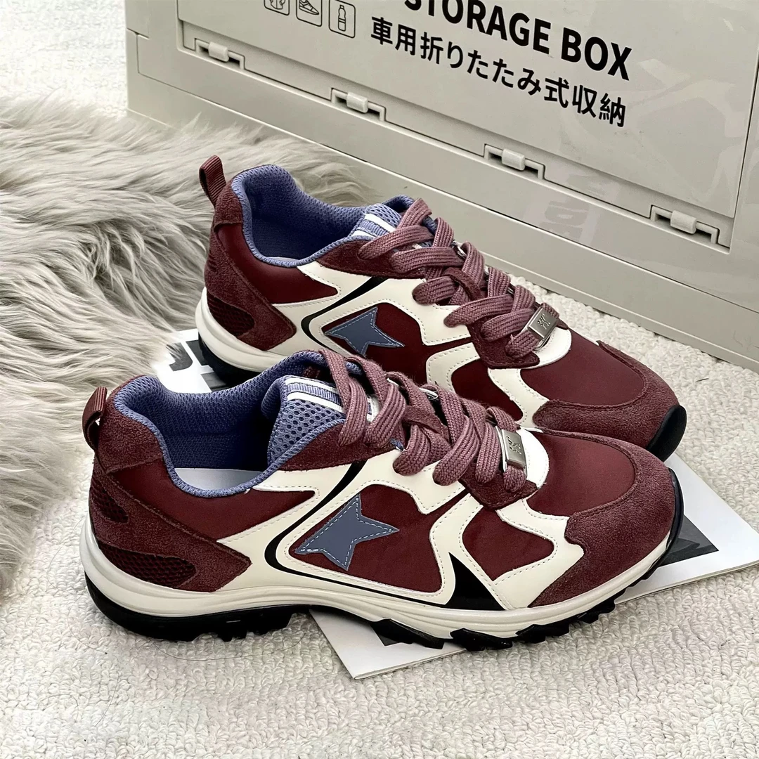 2025年春季新款韩版复古撞色休闲运动鞋拼色舒适透气阿甘0035