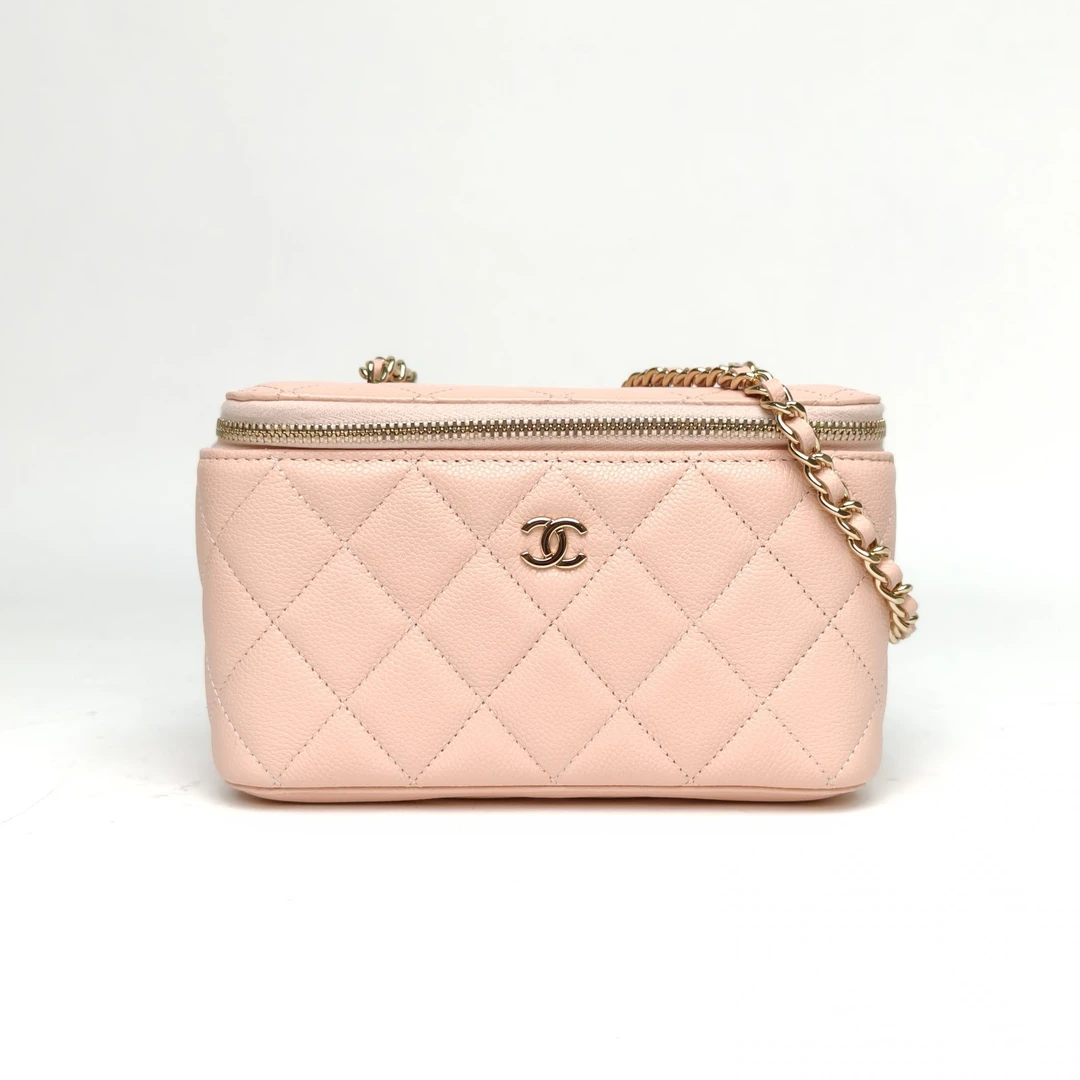 99新 Chanel/香奈儿 小花6欢 长盒子化妆包 带镜子 粉色