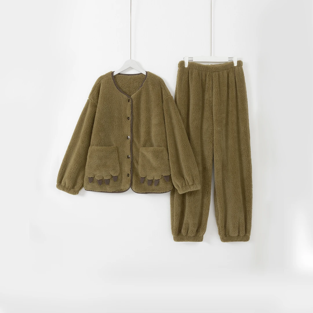 几里与麻 加厚保暖法兰绒睡衣套装 衣长66胸围120 2111758