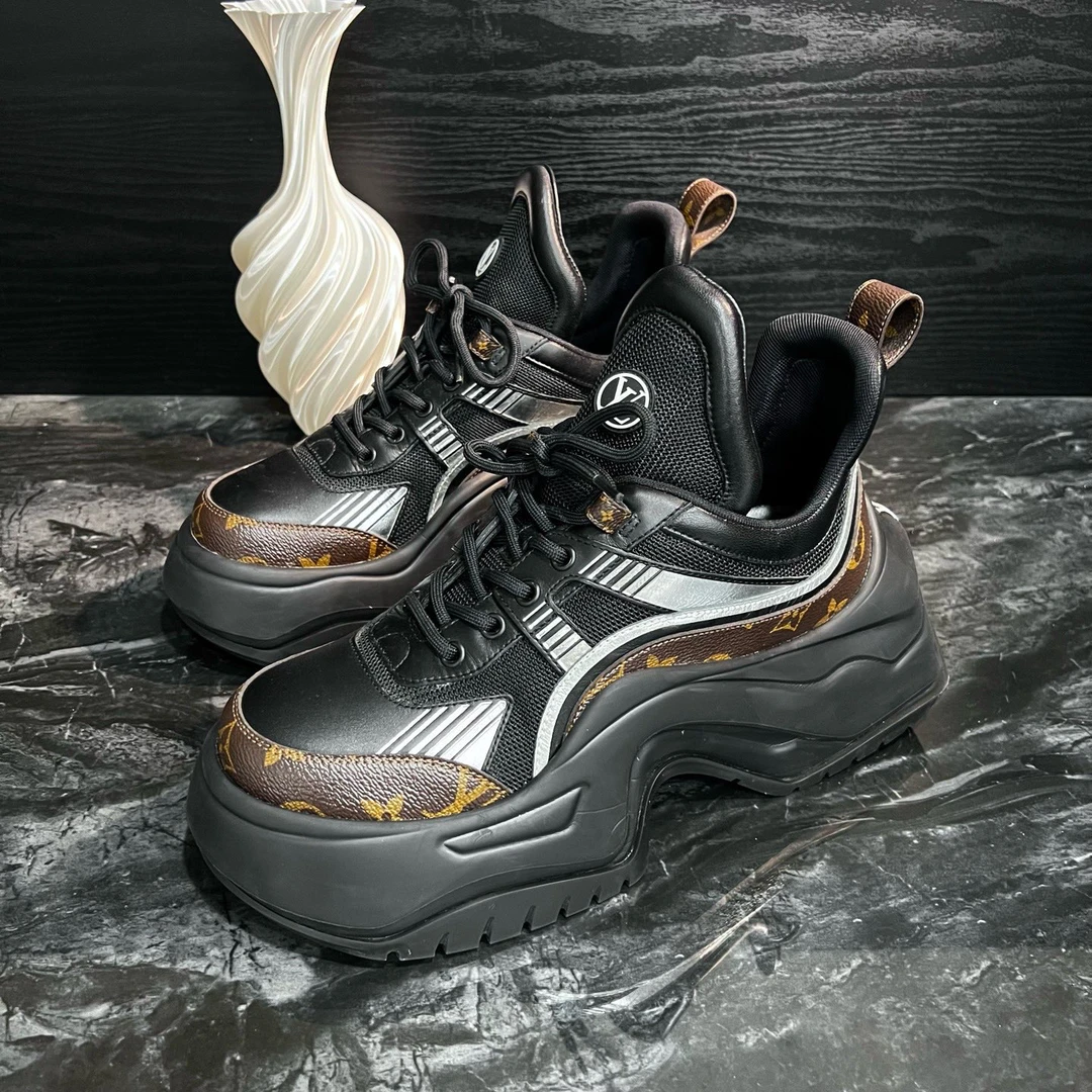 95新 LouisVuitton/路易威登 1448/41码/黑棕拼接老爹鞋/97新