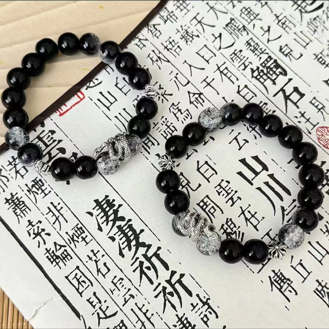 非金属树脂手链 【小叶】新中式灵蛇渲染手串吉祥蛇手链情侣Y343