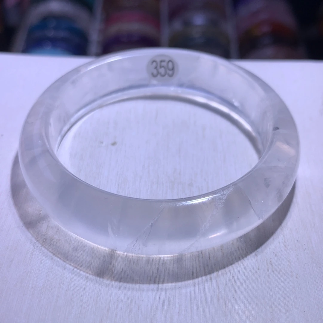 水晶银S925镶嵌手镯奶白56.3圈359