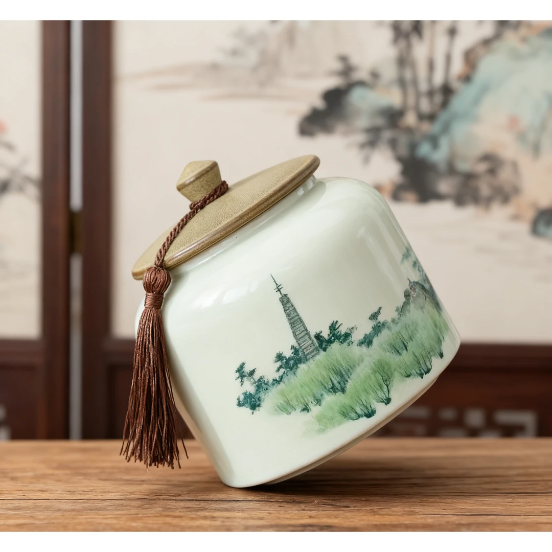 茶具HQ山水茶叶罐DF-3640