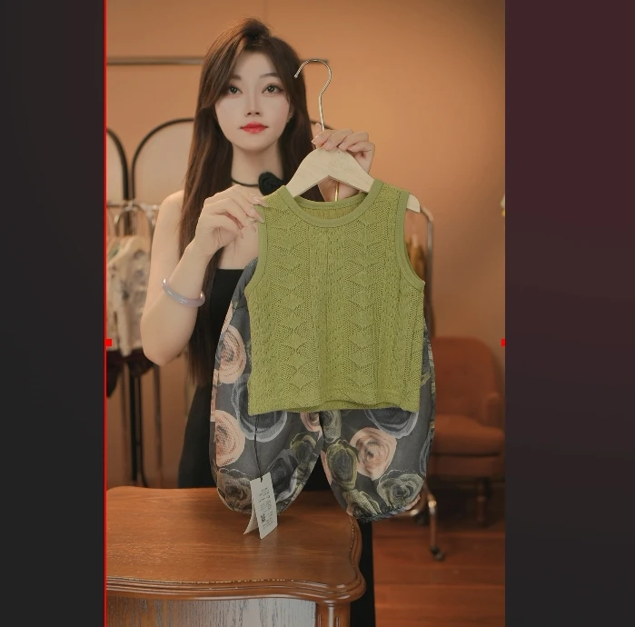 <薄荷曼波>2025夏季新款儿童休闲洋气百搭运动套装35797