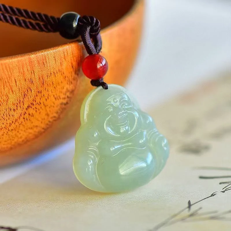和田青白玉吊坠观音佛男女情侣玉石项链送家人朋友生日礼物043