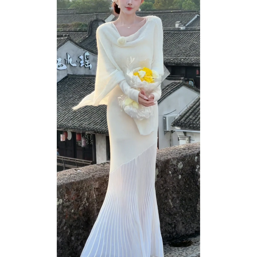【婉婉定制】【高智姐姐】针织连衣裙披肩套装预CDW4TZ1150C