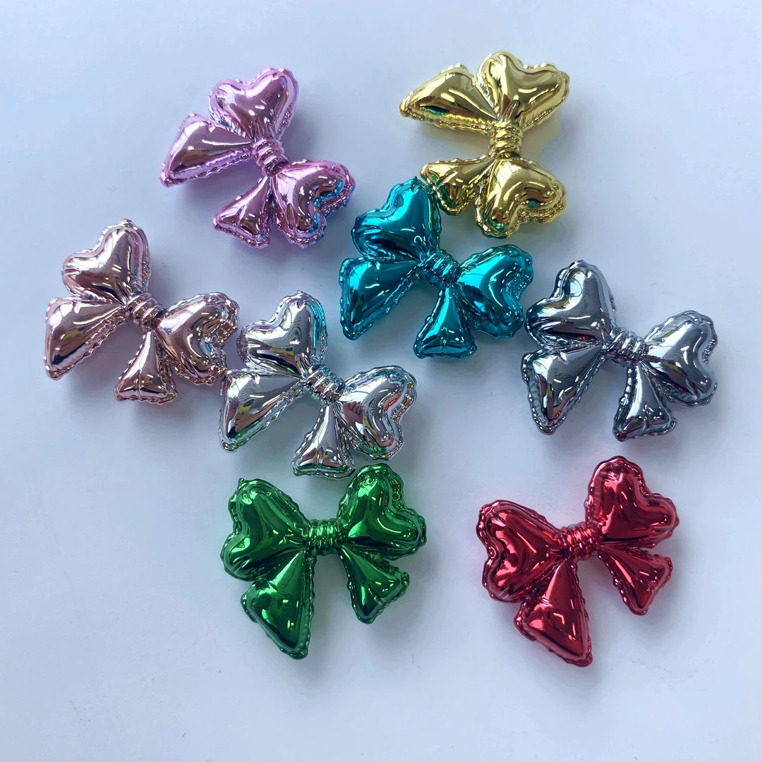亚克力电镀金属气球蝴蝶结diy/手机链钥匙链头饰挂件包挂饰品材料