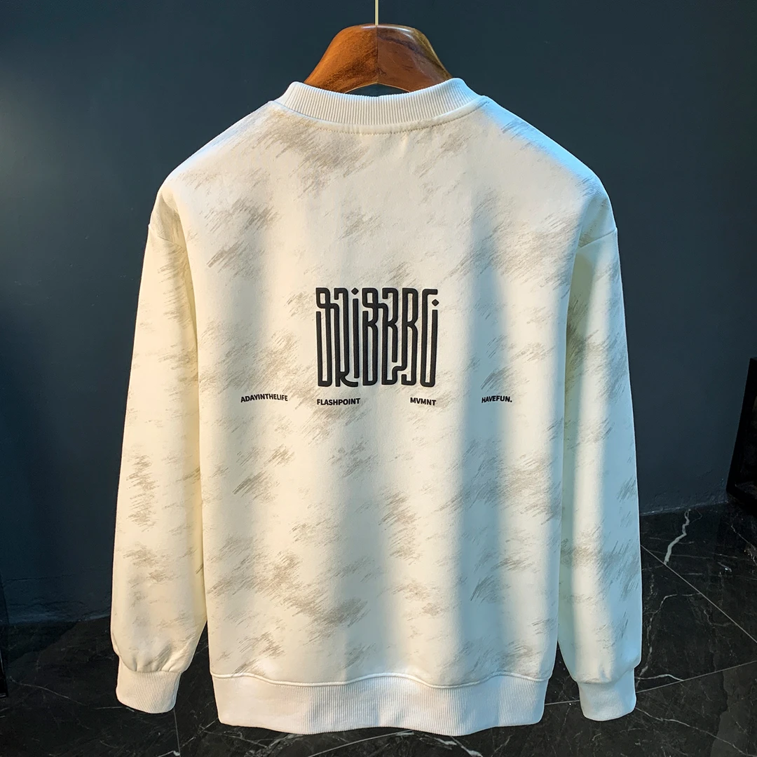 法国Cebrodz秋季新款卫衣圆领套头体恤印花宽松高级感痞帅男衣服