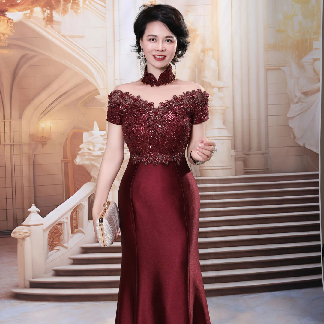 BOFEINA/帛妃娜高定新款礼服宴会婚宴显瘦礼服婆婆婚宴服妈妈装