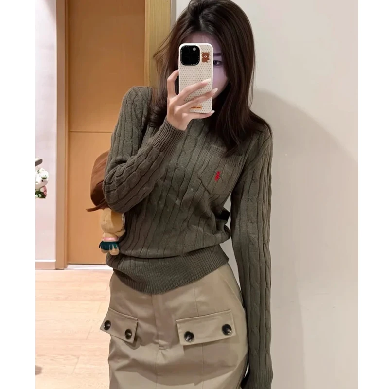 圆领套头毛衣慵懒高级感女秋冬季2025新款美式别致针织衫长袖上衣