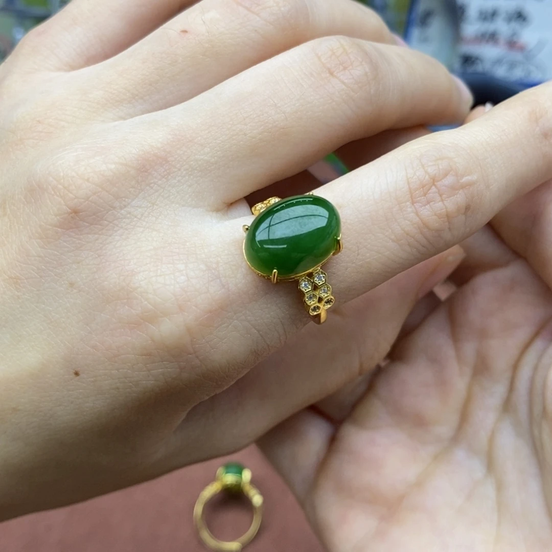 和田玉银S925镶嵌戒指