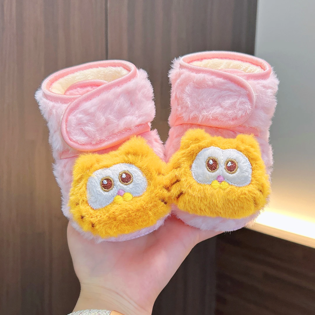 冬季毛毛鞋保暖鞋护脚软厚底加绒加厚男女宝宝学步鞋小熊可爱棉鞋