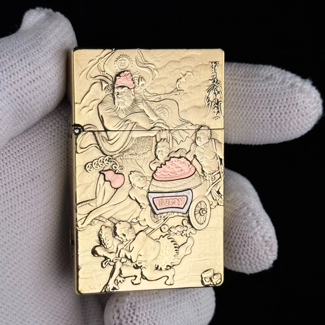 小重甲钟馗黄铜一体机浮雕工艺防风打火机