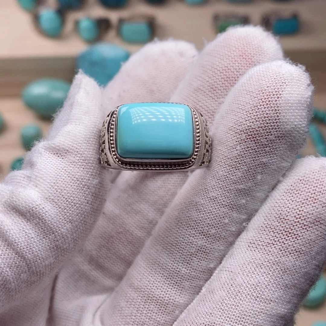 绿松石挂件银S925镶嵌