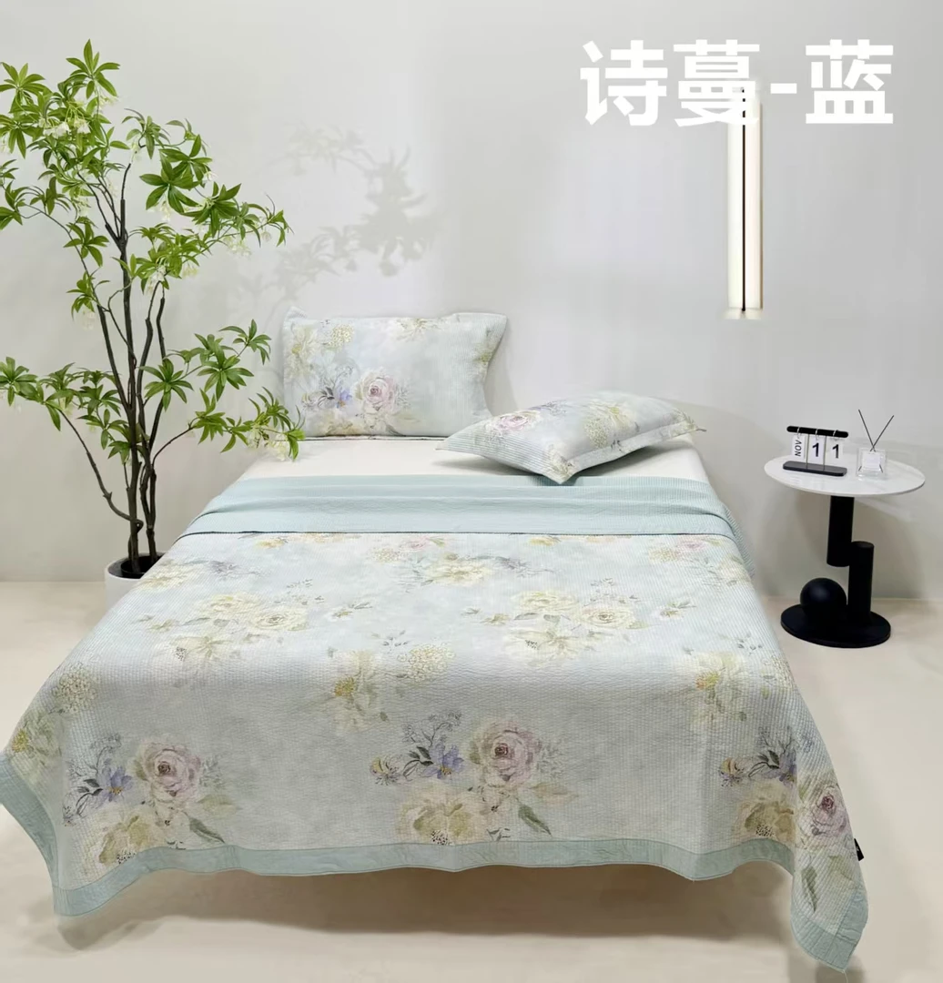 竹语天丝床盖 质地更细腻 亲肤性更好 唯美花卉 铺盖两用