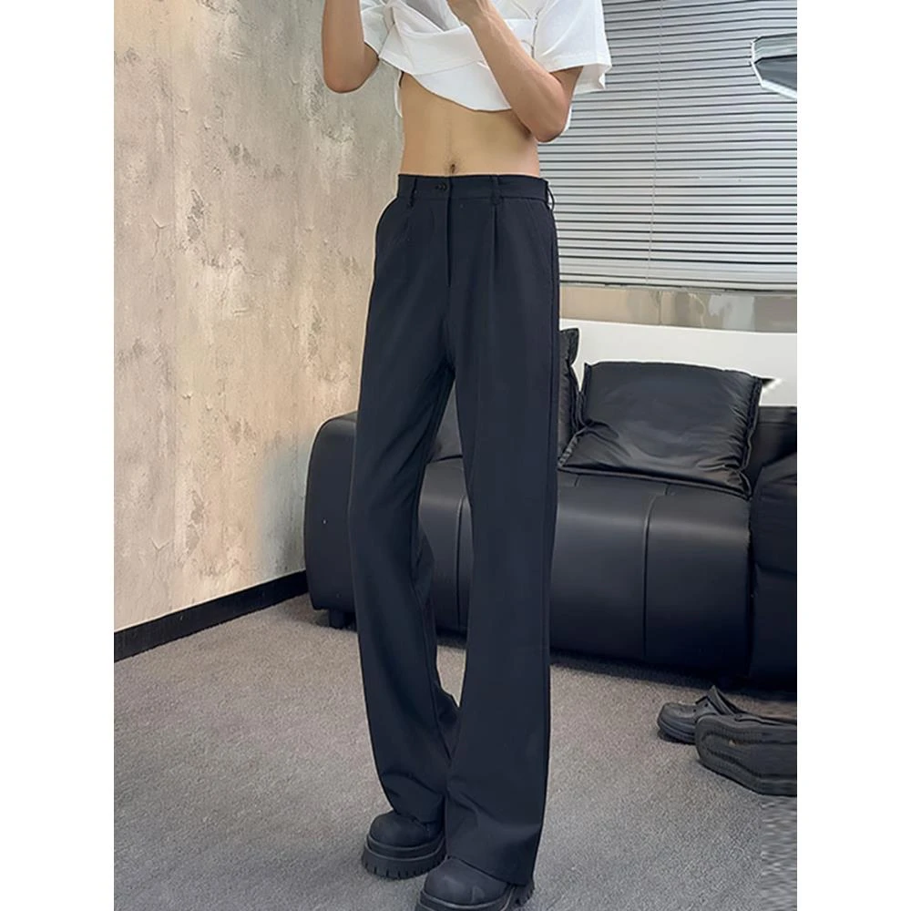 高个子加长版裤子男款夏季黑色提裆西裤cleanfit高级感痞帅微喇裤