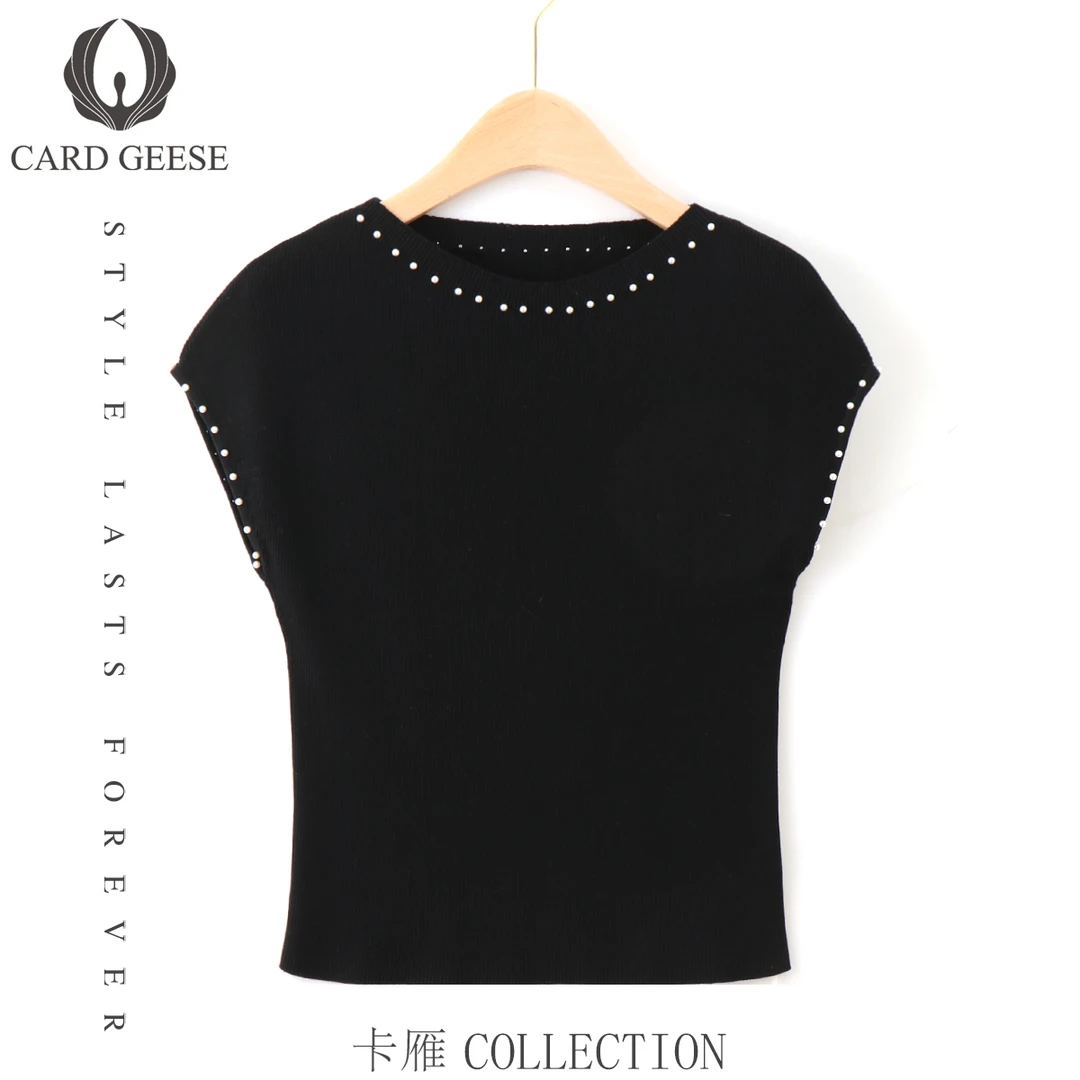 Card&Geese/卡雁夏季纯色飞飞袖套头短袖上衣 MYJ-25M1160-30305