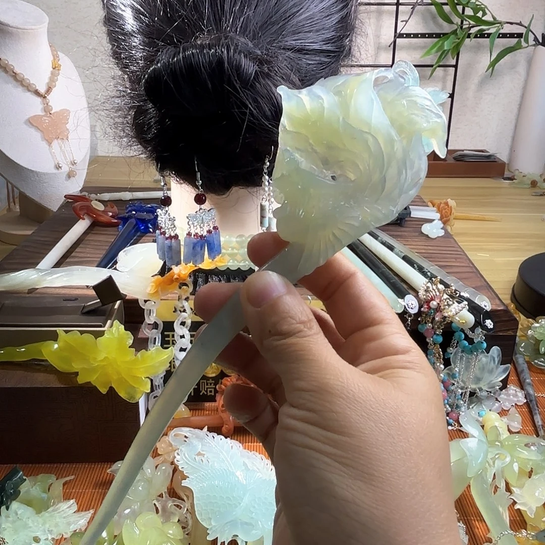 蛇纹石玉合金发饰