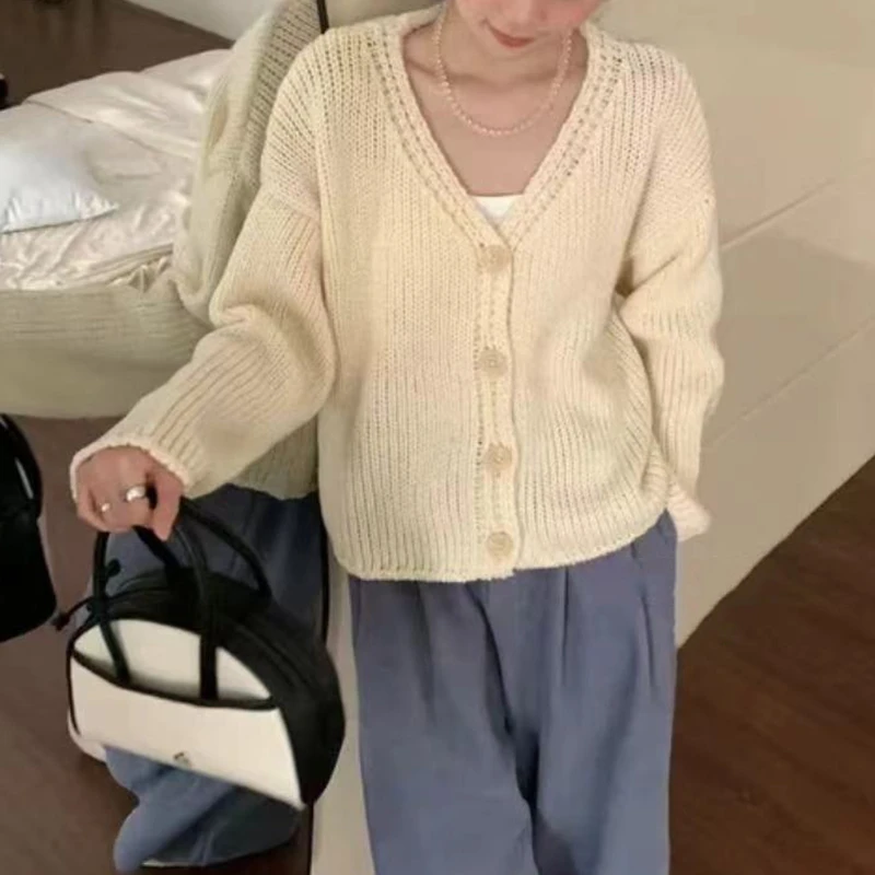 【丹姐家~羊毛V领开衫】韩系软糯简约针织开衫