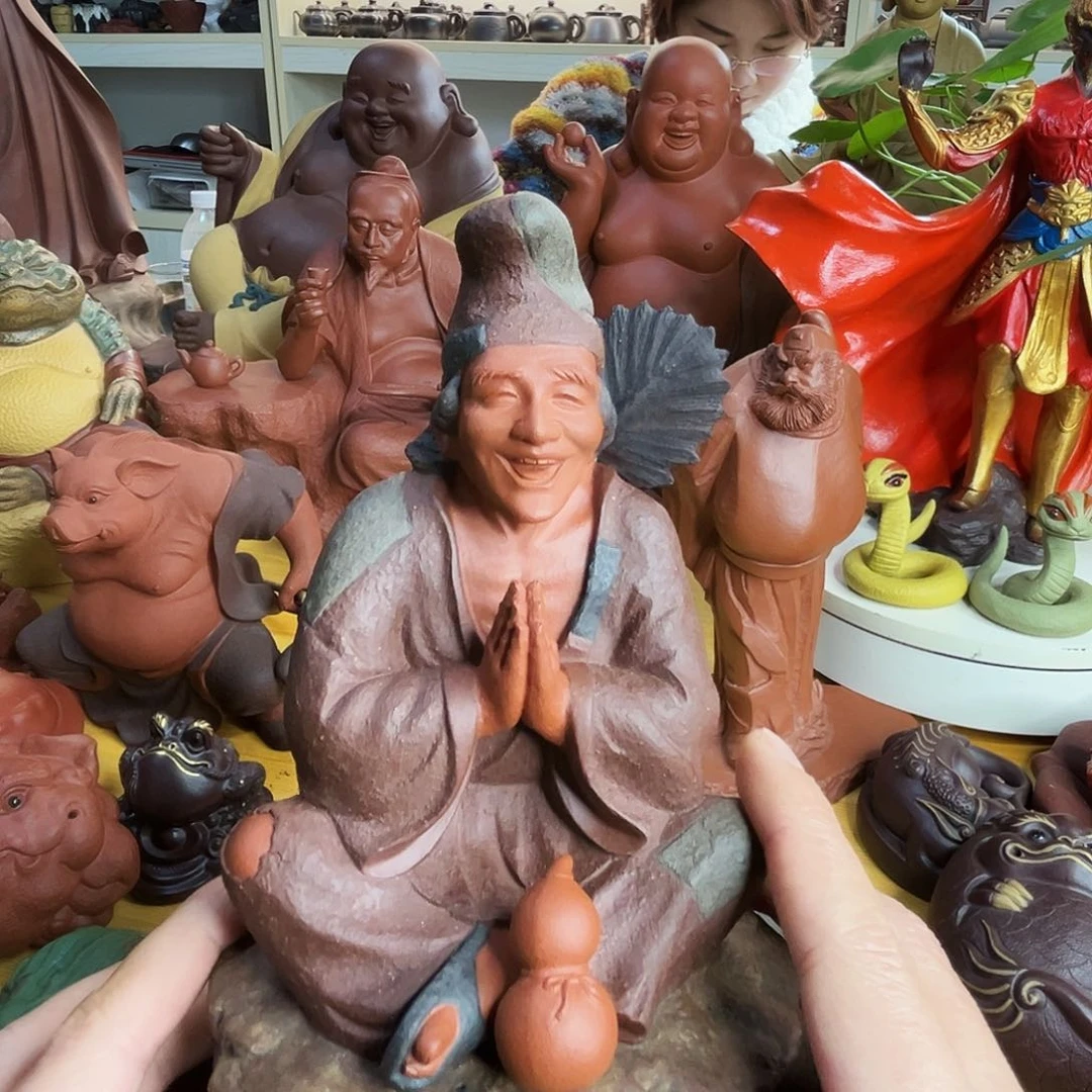 紫砂茶宠小*哥济公雕塑！