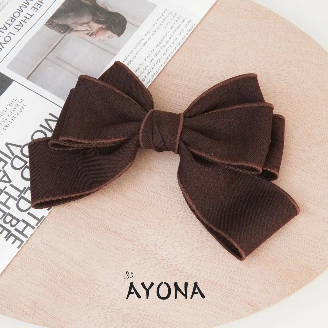 【TH110】秋冬韩版百搭经典纯色蝴蝶结发夹马尾甜美减龄高级头饰